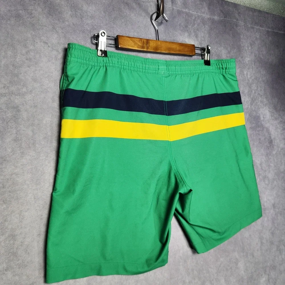 Gap Mens Pool Short Green Striped Swim Trunks Size Large B-6